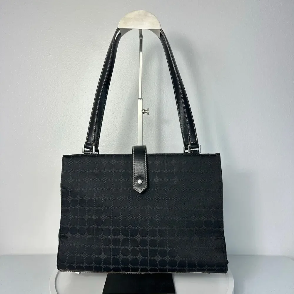 Kate Spade Bag Vintage Tote Shoulder Bag Nylon Fabric Leather Black